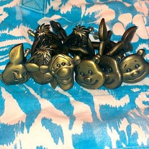 Set of 12 Brass Winnie the Pooh,Tigger,Piglet&Eyore drawer pulls/knobs. EXC Cond